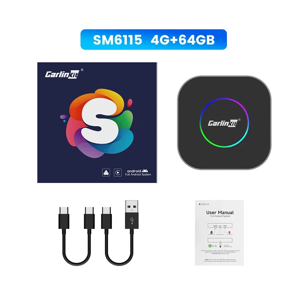 Carlinkit Tbox S2 Import Chip Video Carplay Adapter 4G 64Gb Wireless Ai Box Android 13 Auto Carplay 3 In1 Car Play for Youtube