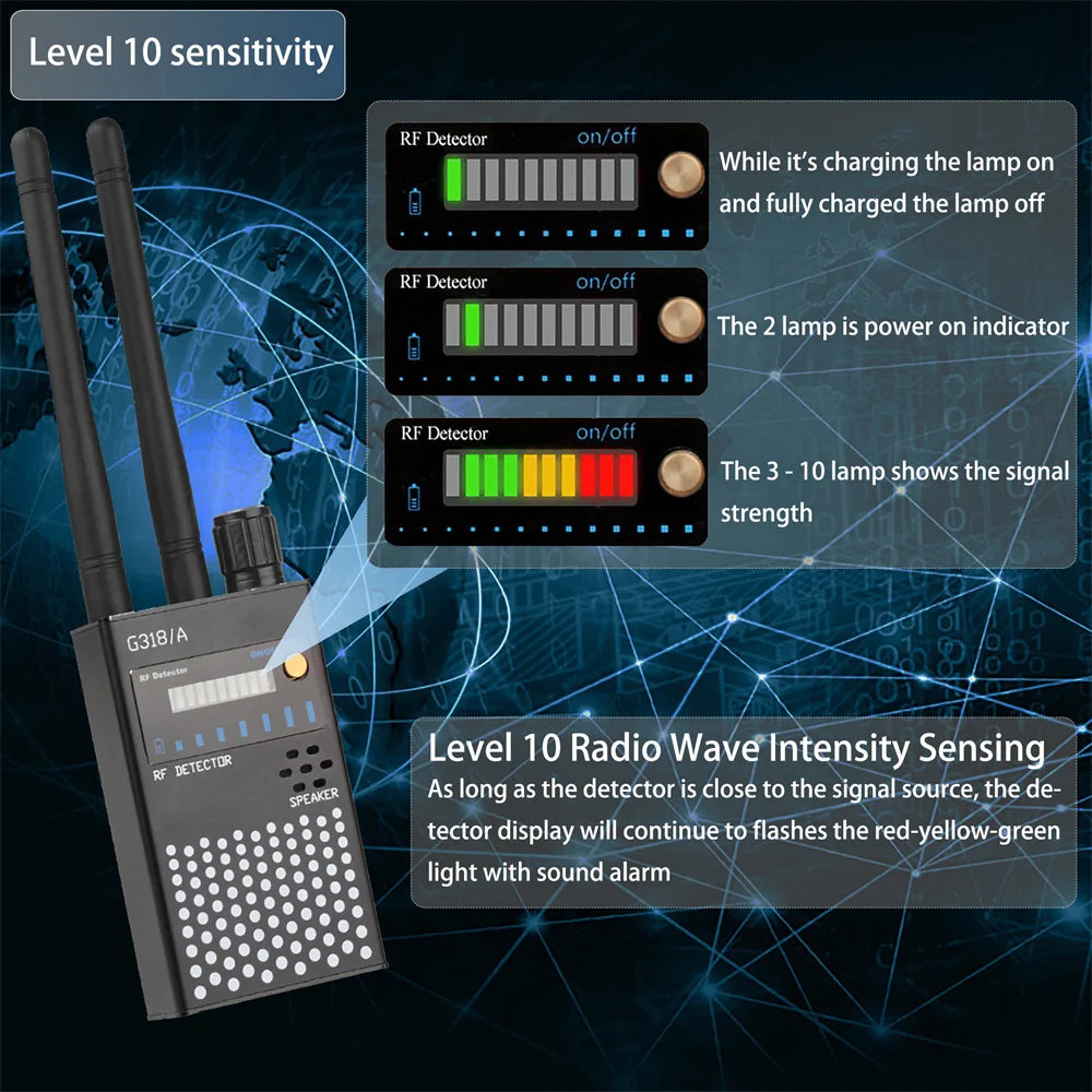Anti Spy Bug Detector RF Signal Scanner Camera GSM Audio GPS Tracker Hidden Device Detection Privacy Security Protection Tool