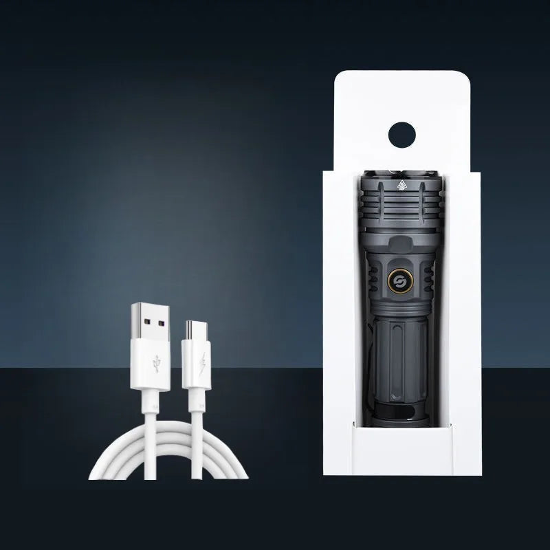 Strong Light LED Flashlight Zoomable TYPE-C Rechargeable Outdoor High Power Lighting Camping Lantern Aluminum Alloy Torch