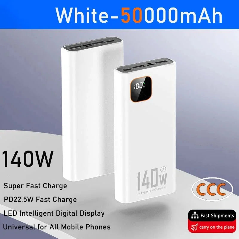 140W 200000mAh High Capacity Power Bank Super Fast Charging Powerbank Portable Battery Charger for iPhone Samsung Xiaomi Huawei