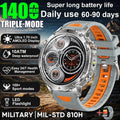 Newly Durable 1400mAh Large Battery Smart Watch Men 1.7" HD Screen IP68K Waterproof LED Flashlight Sports BT Call Smart Bracelet