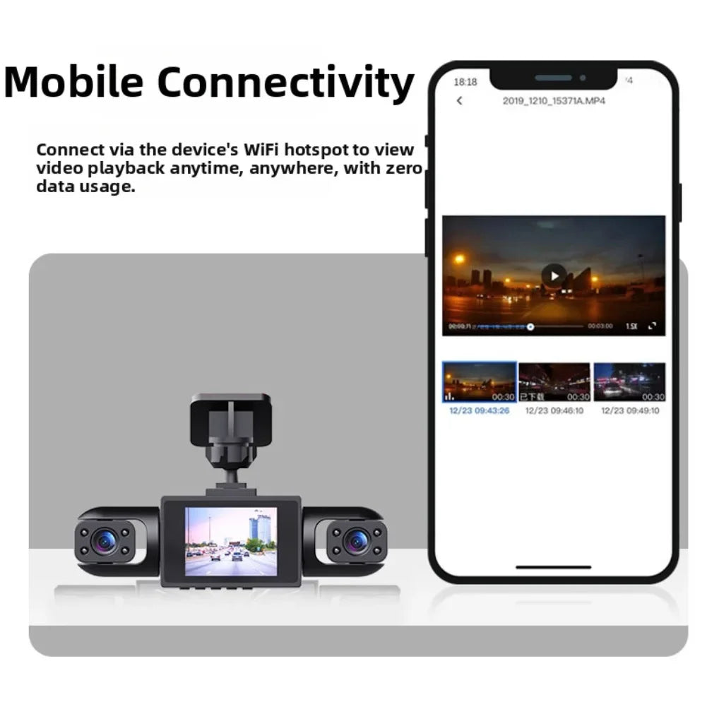 360° Full View Car Dashcam 4K UHD Front & 1080P SideRear Cameras All Around-View Driving Recorder With 3/4 Lenses