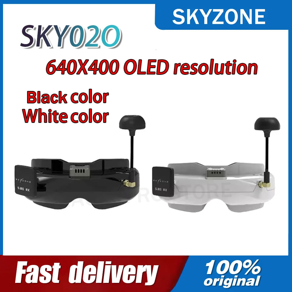 SKYZONE SKY02O OLED 5.8GHz 2S-6S FPV Goggle with Patch and Omni Antenna Built-in Headtracker DVR 640*400 for FPV Racing Drones