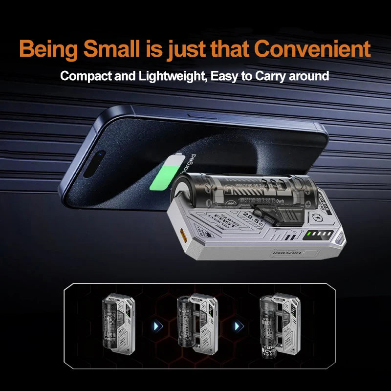 OnePlus Interchangeable Clip on Tactical Mecha PowerBank Module Compact Portable Compatible with Flat Head 21700 Lithium Battery