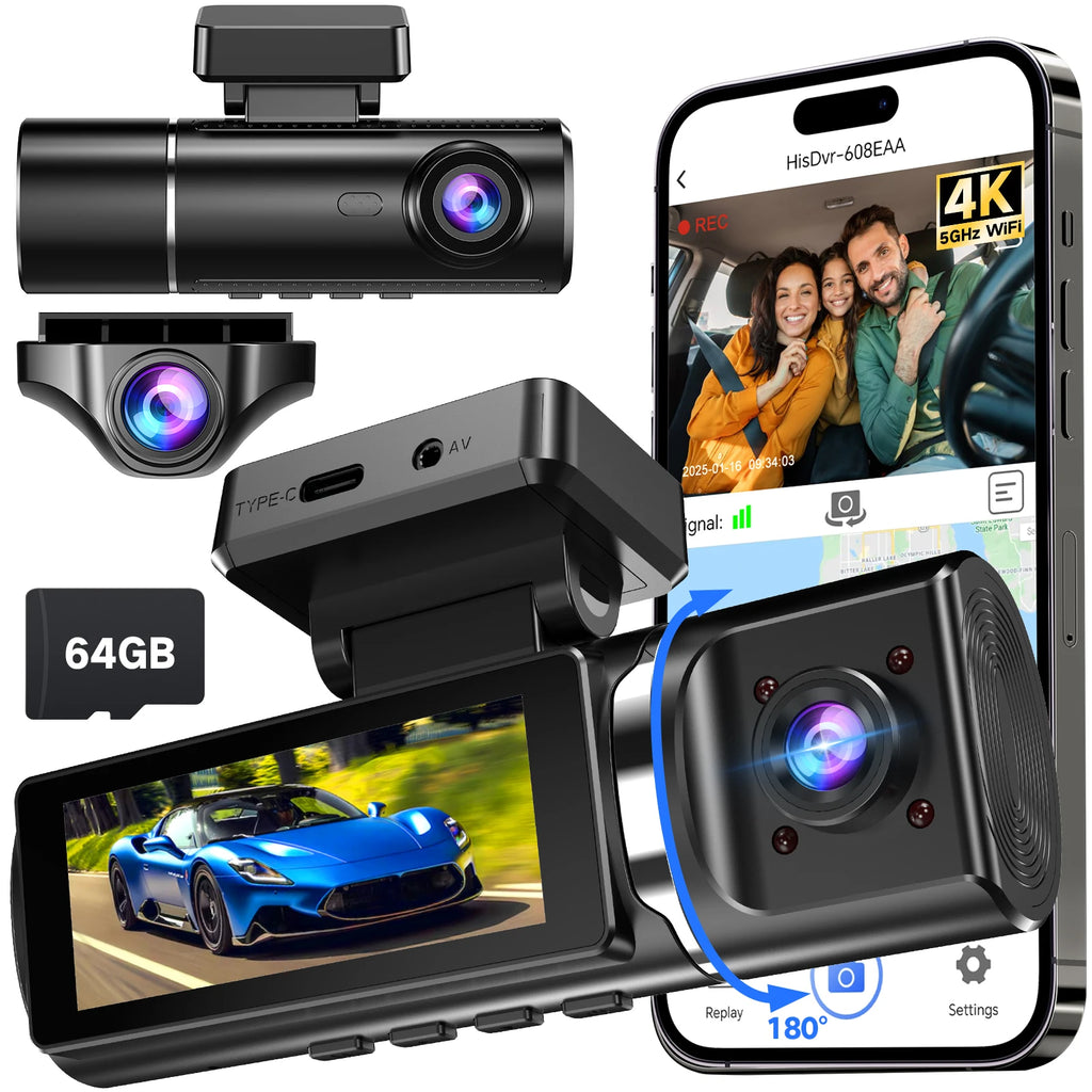 Front And Rear 4k Dashcam Car Camera 4g 3 4 Channel Per Auto Waterproof DVR For Cars Wireless Gps With Wifi Dash Cam