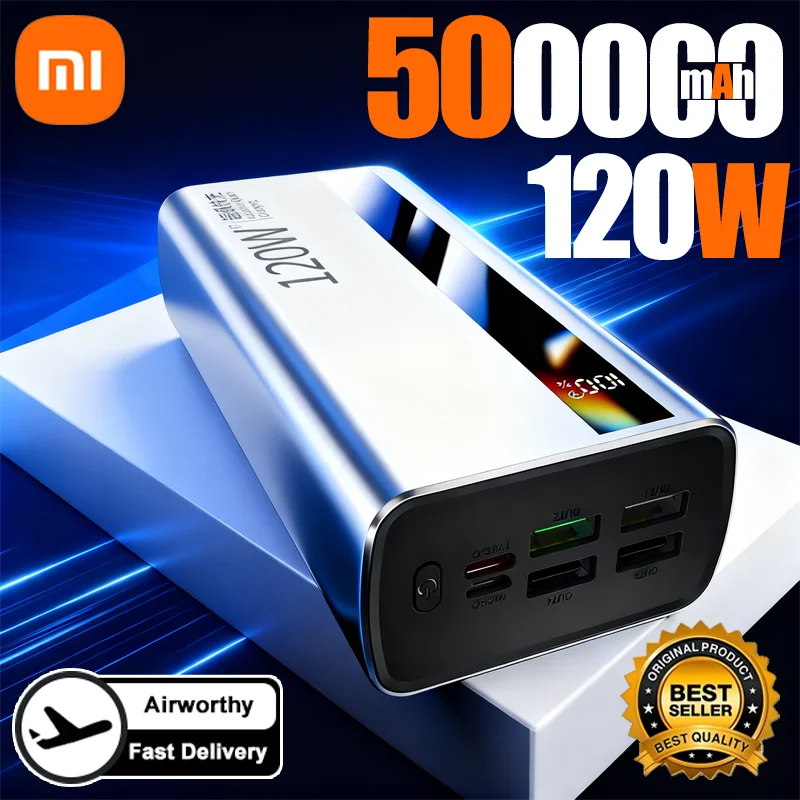 Xiaomi 50000mAh Powerbank 120W Super Fast Charging Portable Battery Charger Ultra Capacity LED Digital Display For IPhone