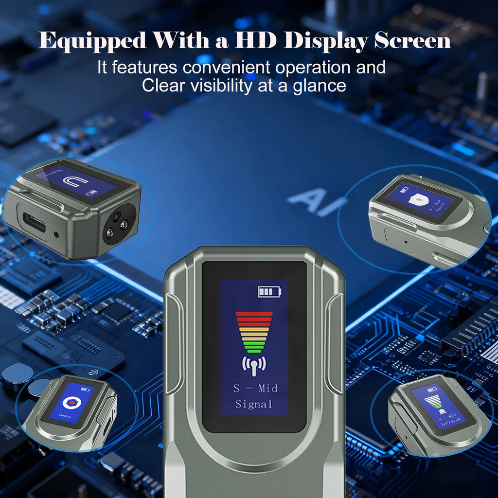 Next-Gen AI Hidden Camera Detectors, With HD Display, Anti-Spy Device with GPS Tracker Portable Wireless RF Signal Bug Finder