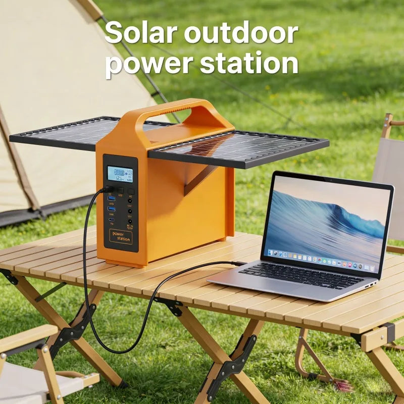 150W Portable Solar Power Station with LED Light & Solar Panel 220V 110V Power Supply Solar Generator Outdoor Backup Power