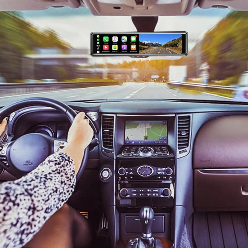12 Inch Car Dvr Universal Carplay Mirror Dash Cam Dual Lens Car Camera Full Hd Drive Recorder Stream Dash Camera Rearview Mirror