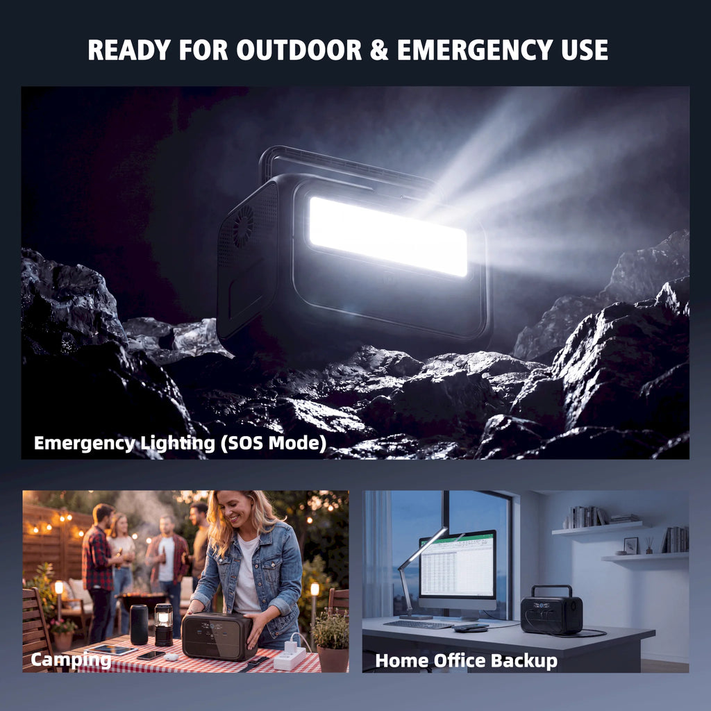 Portable Power Station AC Outlet Solar Generator High Capacity 300W Power Station Portable LED Lighting Emergeny Power Supply