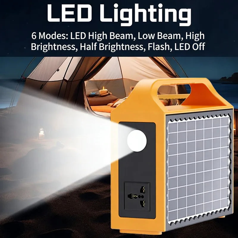 150W Portable Solar Power Station with LED Light & Solar Panel 220V 110V Power Supply Solar Generator Outdoor Backup Power