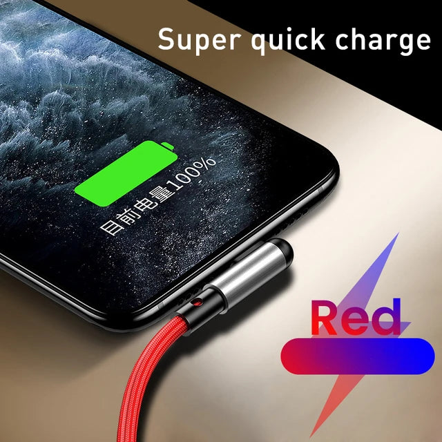 10PCS Premium Quality 65W Fast Charging Cable Nylon Braided USB To Type C Data Cable 90 Degree Elbow USB Side-bend Charger Cable