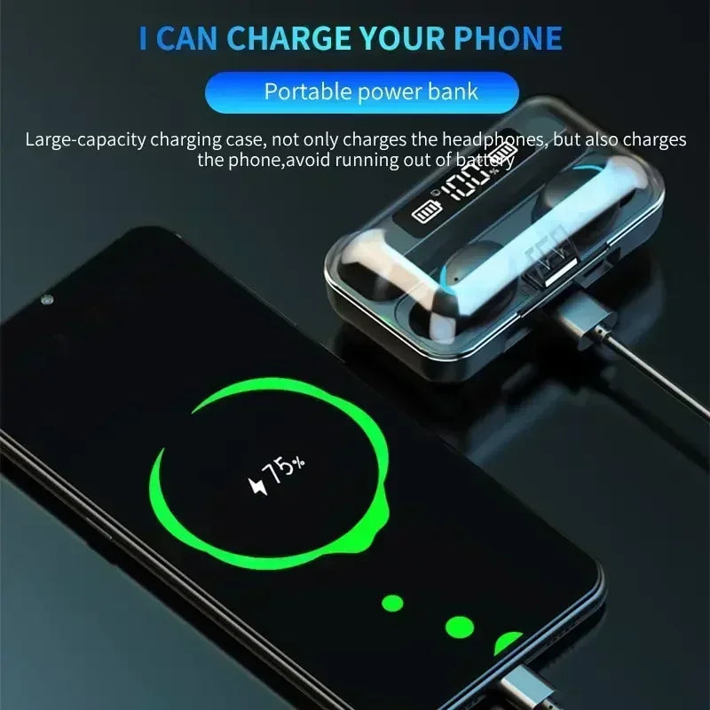 2026New F9 TWS wireless headphones,F9 Bluetooth 5.0headphones, sports headphones, LED digital display stereo headphones