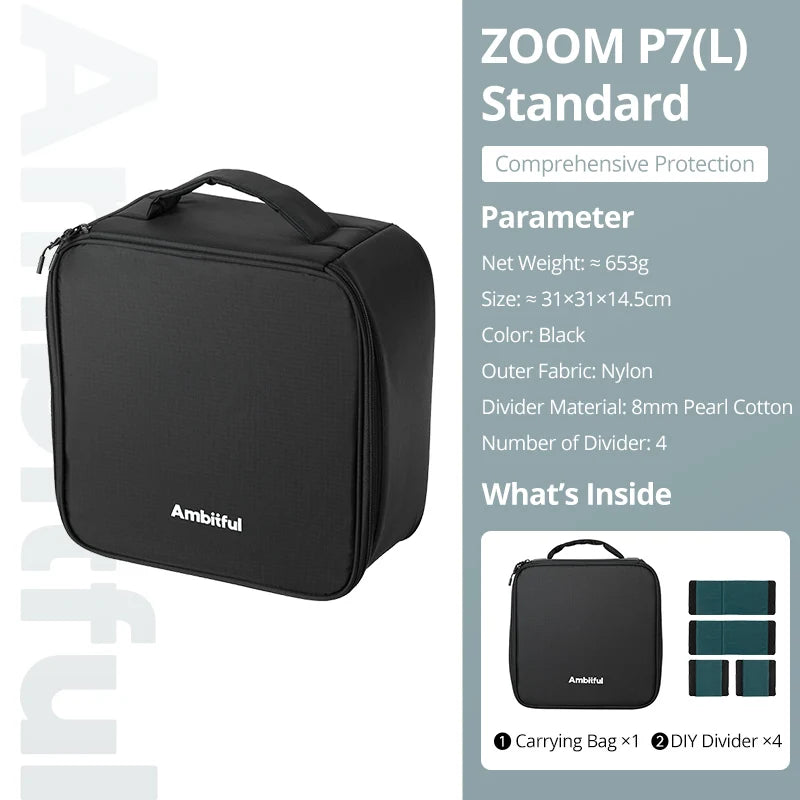 AMBITFUL Zoom P7 II Photography Studio Carrying bag S/M/L Size Traveling Bag For DLSR Lens Drone GODOX DJI GoPro