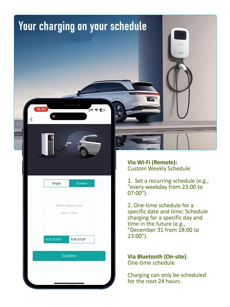 JIGU 22KW Electric Vehicle Charger Type 2 Charging Cable 3-Phase 32A 380V EV Charger Type 2 Wallbox Car Charging Station 3.5m