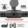 dashcam 4 channels wifi car dvr dashboard cameras for car way back box parking mode 24h front and rear interior 360 dash cam
