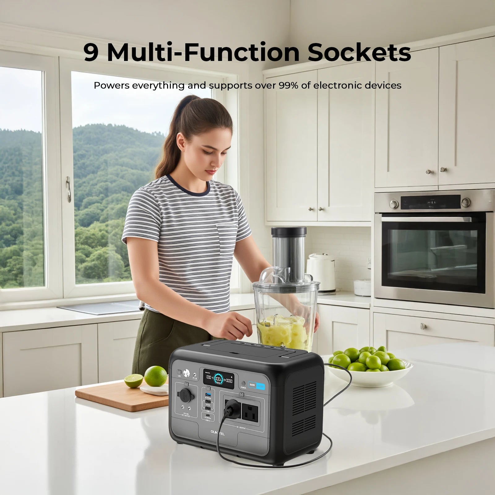 800w Powerstation LiFePO4 Solar Generator 120v 220v Back Up Portable Electric Power Station