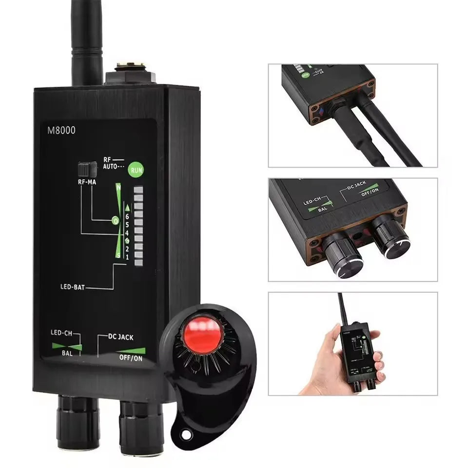 M8000 Radio Anti-Spy Detector High-Sensitivity Wide-Frequency (1MHz-12GHz) for Detect Wireless Cameras Eavesdropping&GPS Tracker