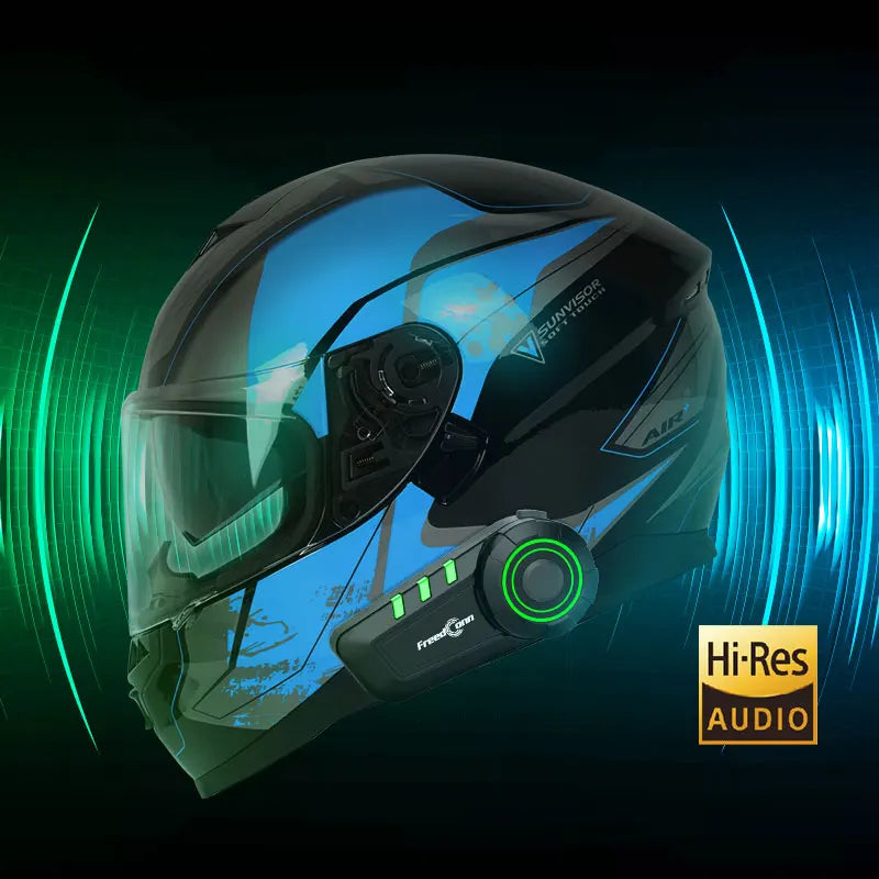 FreedConn Motorcycle Helmet Headset FM IP65 Wireless Headphones Noise Cancellation Stereo FM Music IP65 Waterproof
