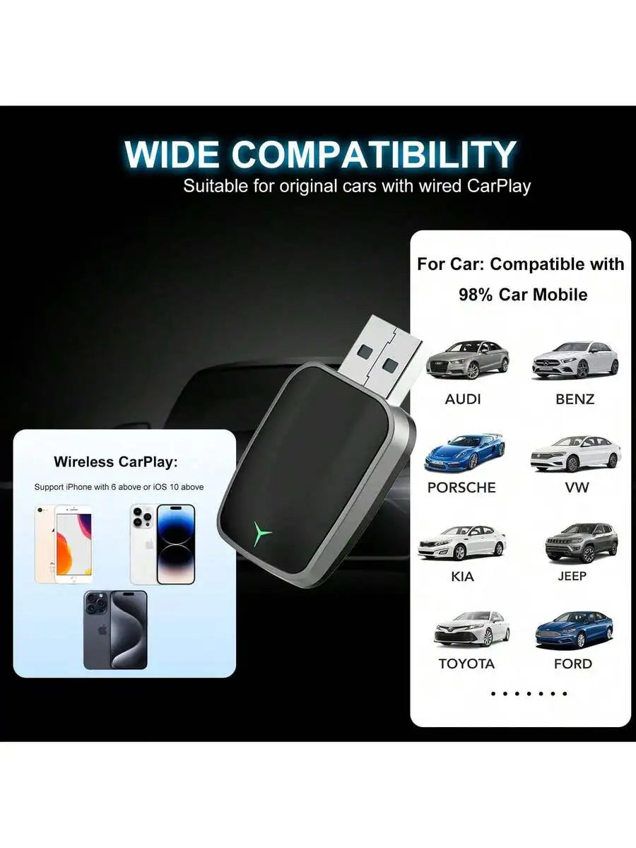 Compact Wireless CarPlay & Android Auto Converter: Wired To Wireless Adapter For iOS 10+ And Android 11+ With Stable Link