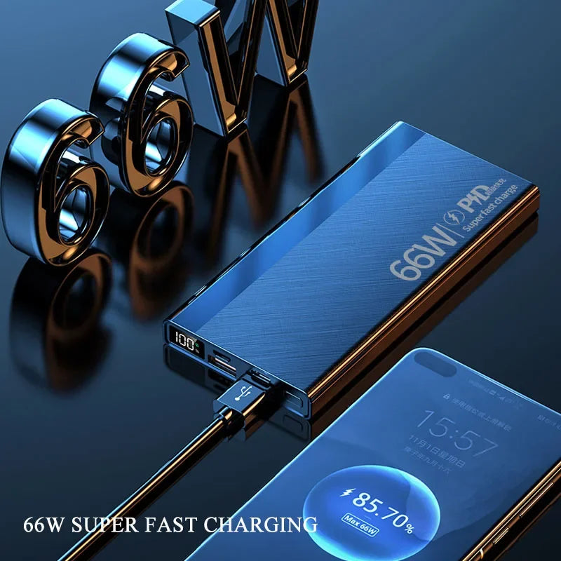 Power Bank 30000mAh 66W Fast Charging Powerbank External Battery Pack for iPhone 15 16 14 Huawei Xiaomi Samsung PD20W Poverbank