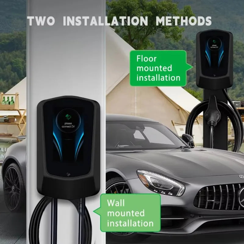 GBT Standard 7 Inch High Power Wall-Mounted Household 7KW 11KW 22KW 32A/16A New 5m Cable Length EV Charging Station