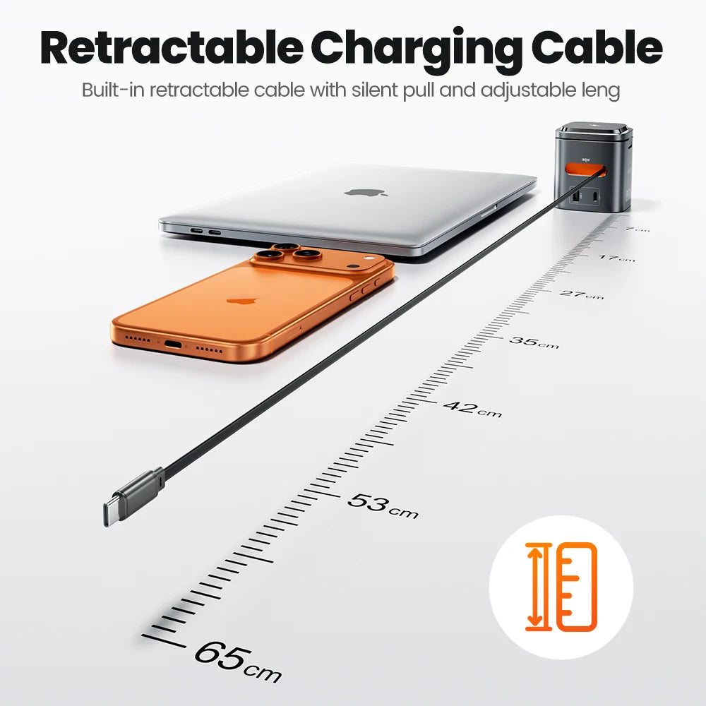 Toocki 80W 6-in-1 GaN Charging Station Type C PD 65W Retractable Fast Charger Wireless Adapter For iPhone 16 17 iWatch AirPods