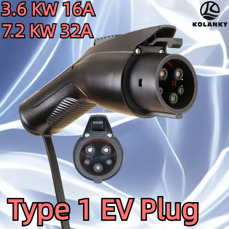 Ev Charger Plug Adapter Type 1 EVSE SAE J1772 Convertor 16A 3.6kw 32A 7.2kw Electric Car Charging Vehicle Socket