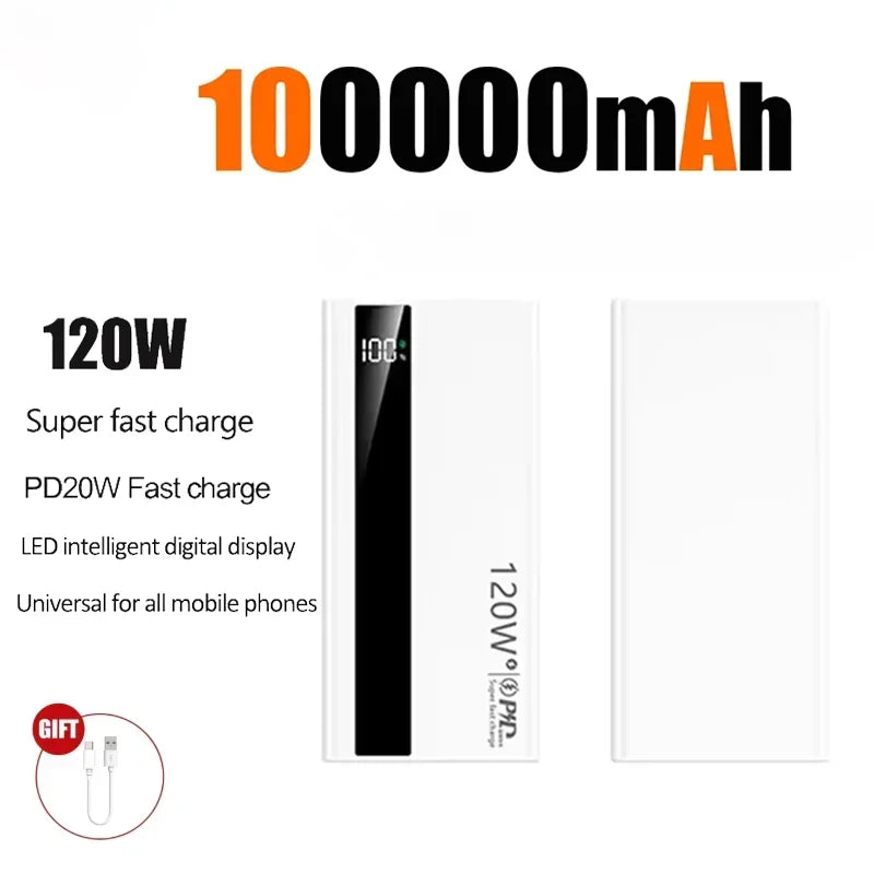 VIVO 500000mAh Power Bank For Xiaomi 120W Super Fast Charging Large Capacity Battery Charging Powerbank For IPhone
