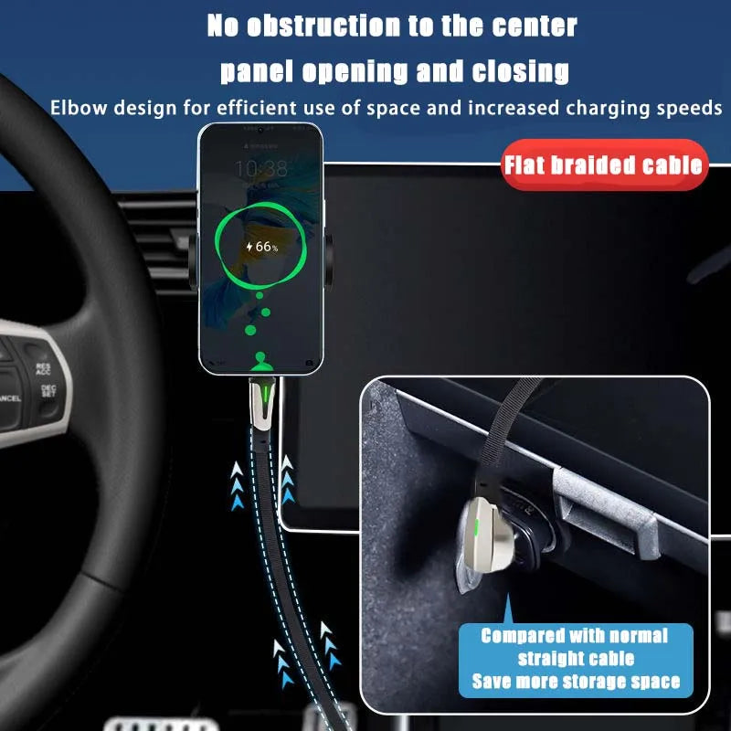 For Tesla Fast Charging Cable Car Phone Charging Cable PD 60W Type C 90 Degree USB C Charger For Tesla Model 3/Y Phone Charging