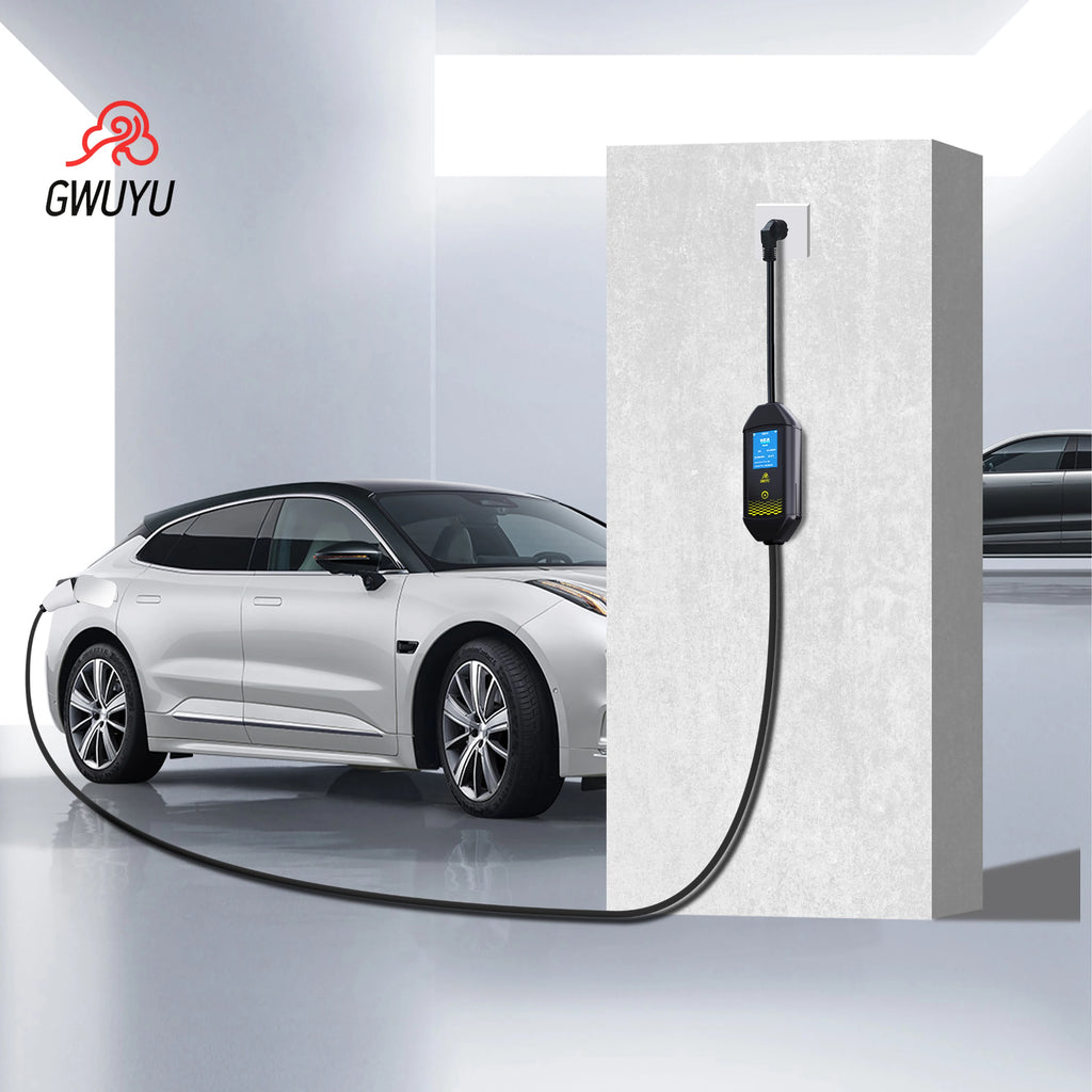 EVSE Portable Charger 7KW 32A 110-240V Type 1 Plug EV Charging Station 3.5m Cable with 2.8 Inch LED Screen for Electric Vehicle