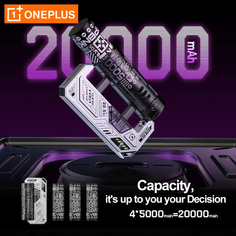OnePlus Interchangeable Clip on Tactical Mecha PowerBank Module Compact Portable Compatible with Flat Head 21700 Lithium Battery