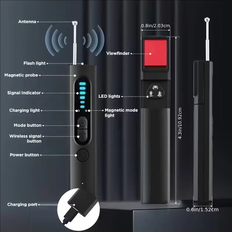 Hidden Camera Detector Anti-Spy Car GPS Tracker Listening Device Bug RF Wireless All Signal Scanner Gadget Security Protection