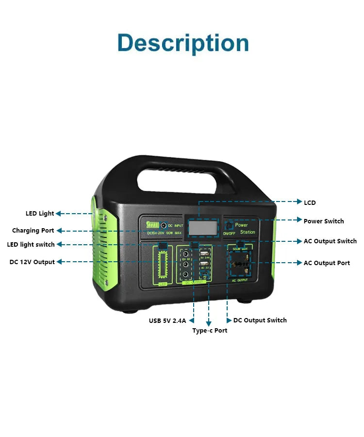 OEM ODM Outdoor Camping Battery Power Station 500w 1000w 3000w 110v 220v Portable Solar Generator Emergency Power Supply