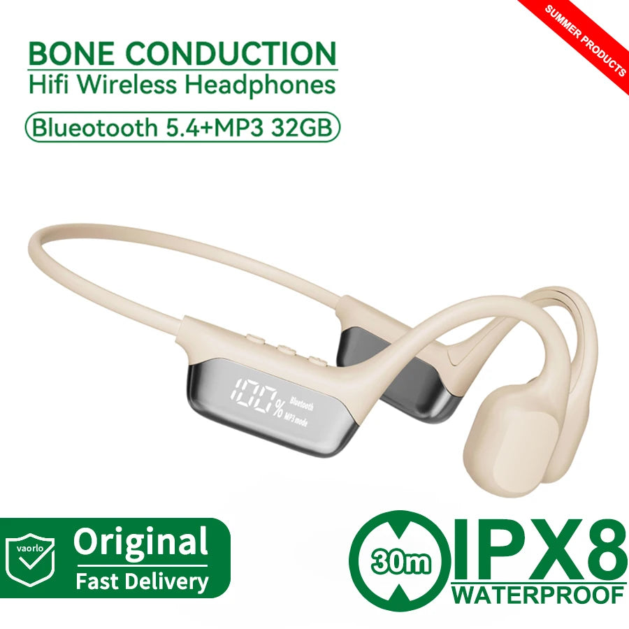 Bone Conduction Headphones Bluetooth 5.4 Wireless Earphone IPX8 Waterproof for Swimming Sports Support MP3 Player With 32G RAM