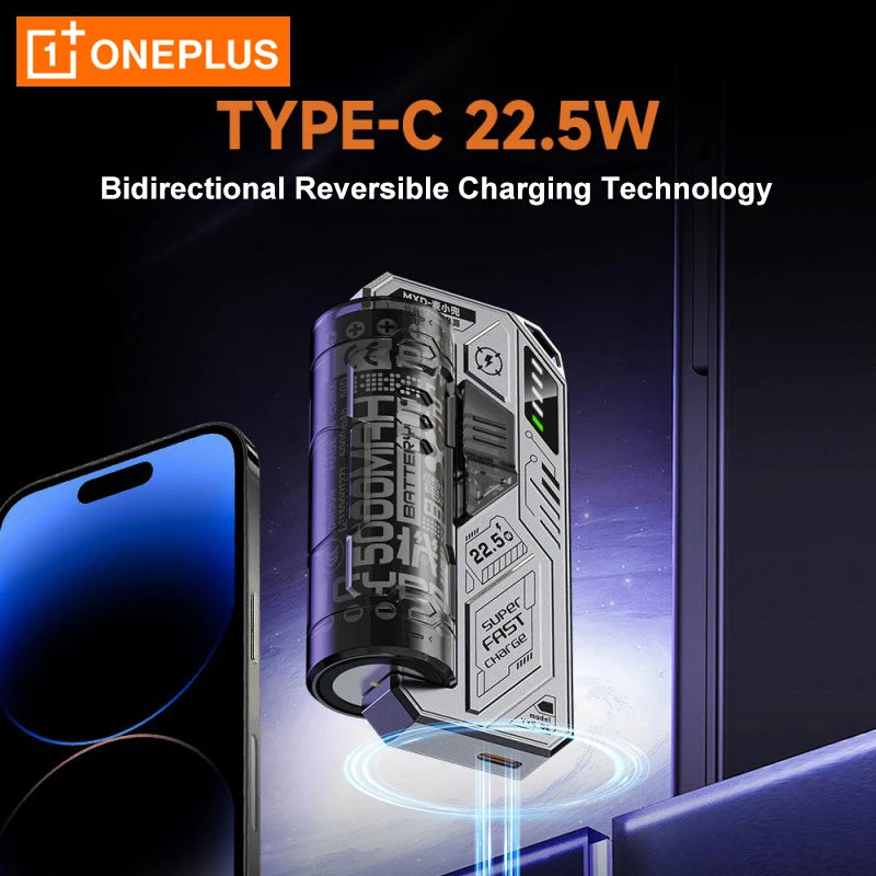 OnePlus Interchangeable Clip on Tactical Mecha PowerBank Module Compact Portable Compatible with Flat Head 21700 Lithium Battery