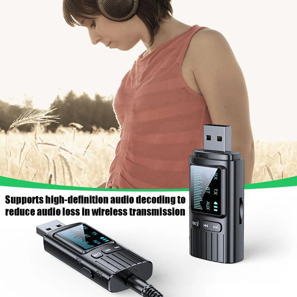 Wireless Audio Transmitter Display Low Latency Receiver Wireless Adapter with 3.5mm Jack for Smart TV PC Projector Headphone