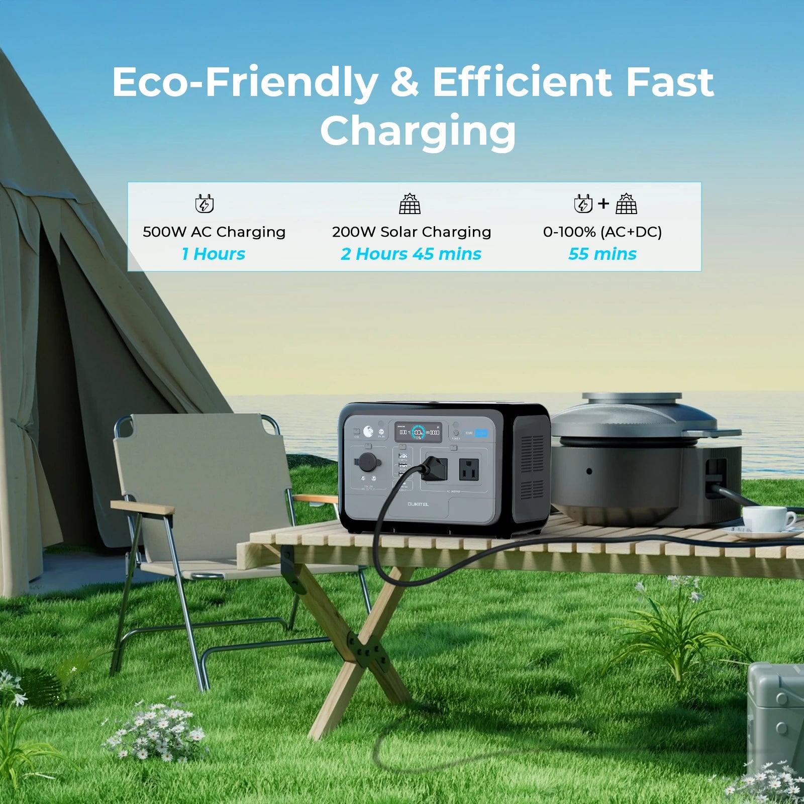 800w Powerstation LiFePO4 Solar Generator 120v 220v Back Up Portable Electric Power Station