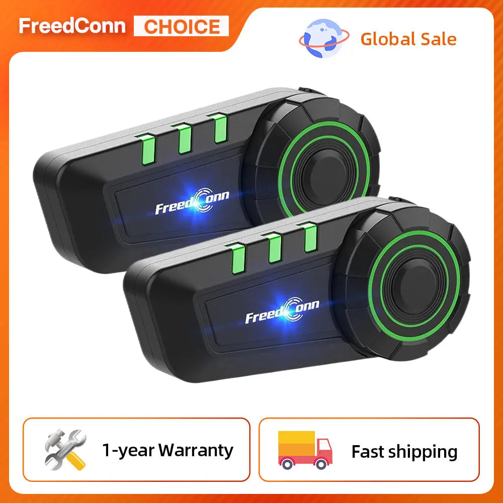 FreedConn Motorcycle Helmet Headset FM IP65 Wireless Headphones Noise Cancellation Stereo FM Music IP65 Waterproof