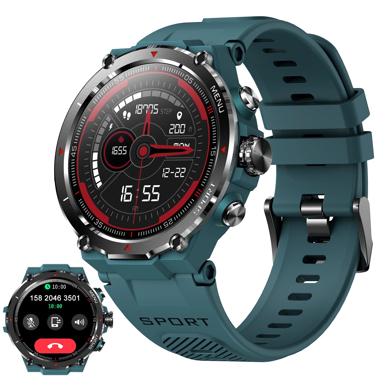 EIGIIS Military Smart Watch for Men 1.32’’ HD Rugged Fitness Tracker with Heart Rate Sleep Monitor Pedometer Sports smartwatch