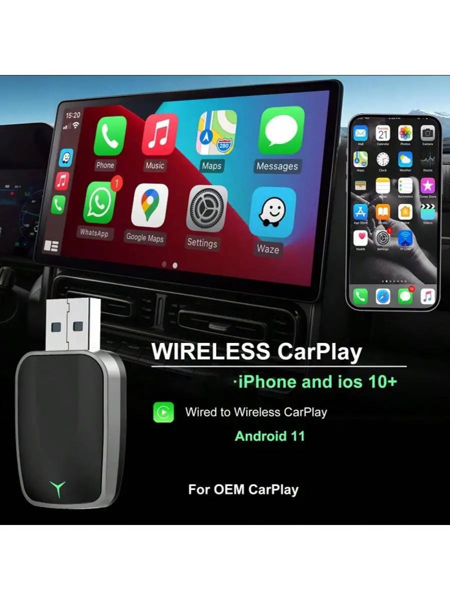 Compact Wireless CarPlay & Android Auto Converter: Wired To Wireless Adapter For iOS 10+ And Android 11+ With Stable Link