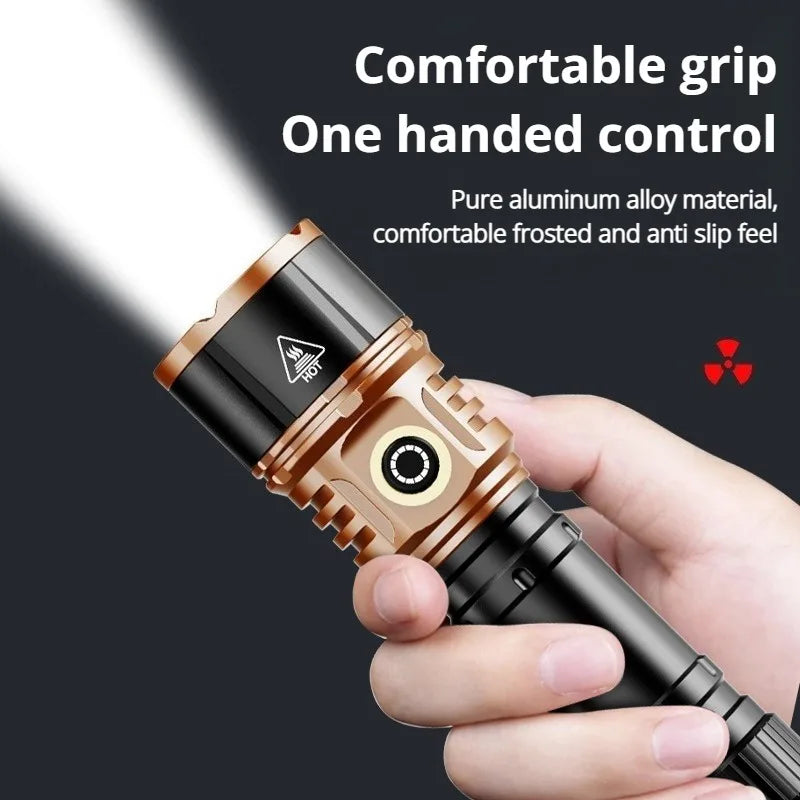 Strong Light High Power LED Flashlight Type-C Charging Waterproof Aluminum Alloy Torch Outdoor Camping Lantern Patrol