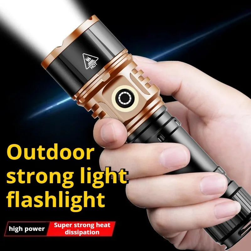 Strong Light High Power LED Flashlight Type-C Charging Waterproof Aluminum Alloy Torch Outdoor Camping Lantern Patrol