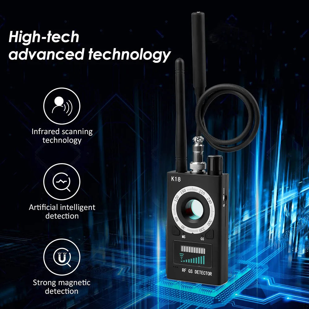 K18 Wireless Detector Camera 1MHz-6.5GHz GSM Audio Bug Finder GPS Signal lens RF Tracker Detect Multi-function Anti Camera