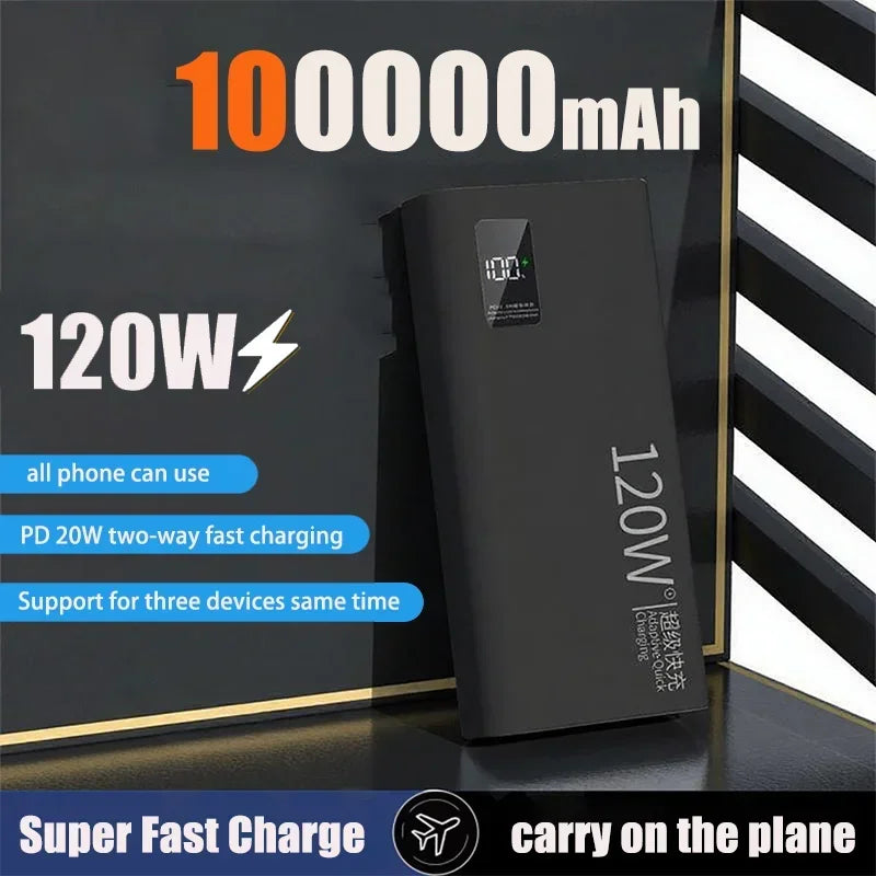VIVO 500000mAh Power Bank For Xiaomi 120W Super Fast Charging Large Capacity Battery Charging Powerbank For IPhone