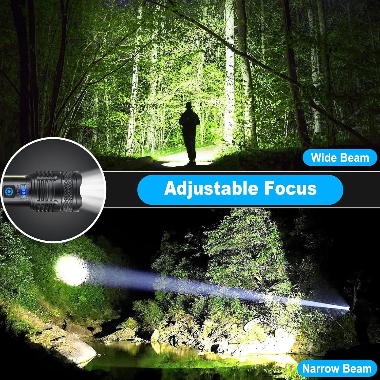 3 Pack Ultra Bright Rechargeable LED Flashlights, 90,000 Lumens, 7 Modes, IPX7 Waterproof for Camping and Home Use