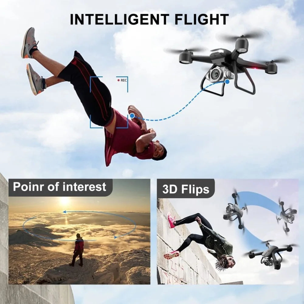 V14 Professional Drone, 3 Batteries, 6K HD Dual Camera, WiFi FPV Live Video, Portable RC Quadcopter, 120° Wide-Angle Lens, Altitude Hold, Gesture Control, 3D Flip, Foldable Design, Long Endurance, Suitable for Adults Beginners Aerial Photography & Outdoor