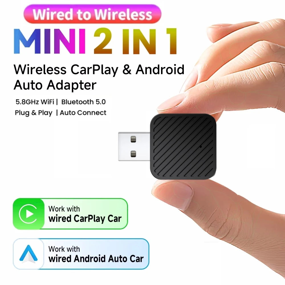 Wireless Carplay Adapter Android Auto 2in 1 Smart Dongle 2025 5G WIFI For iphone Android Phone For Volvo Benz Mg Kia Chery VW