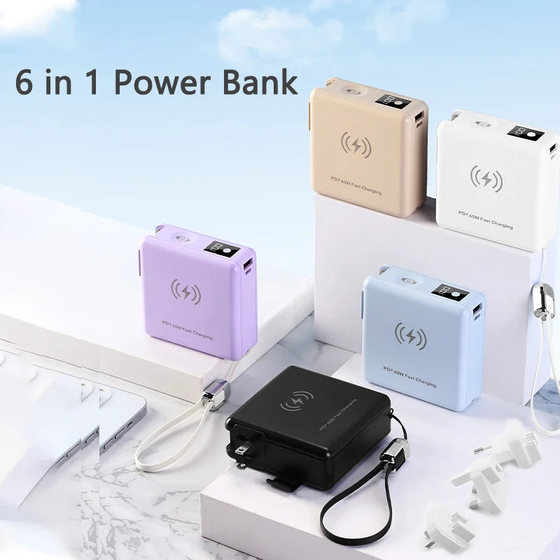 15000mAh Magsafe Power Bank with AC Plug Wall Charger Magnetic Wireless PD45W Fast Charger for iPhone 16 iWatch Laptop Powerbank