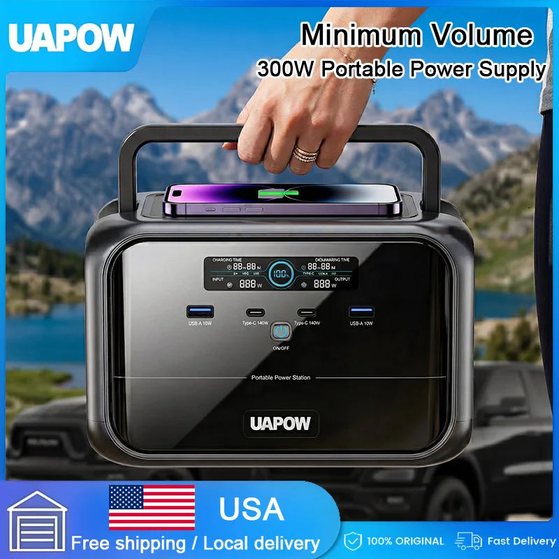 Portable Power Station AC Outlet Solar Generator High Capacity 300W Power Station Portable LED Lighting Emergeny Power Supply